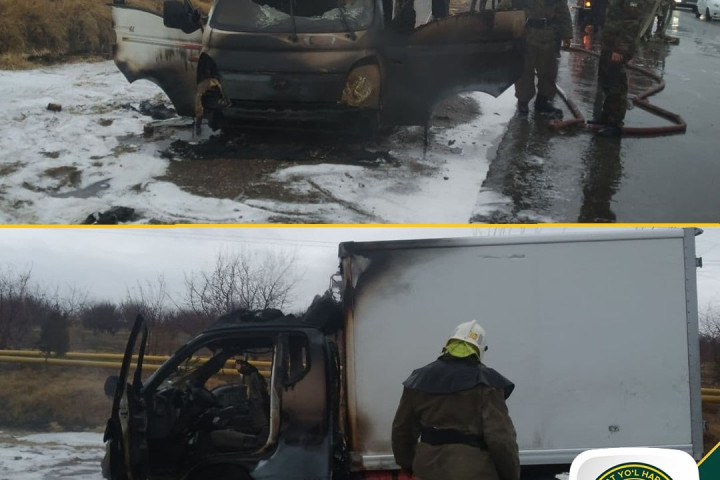 В Бухарской области на ходу загорелся грузовик