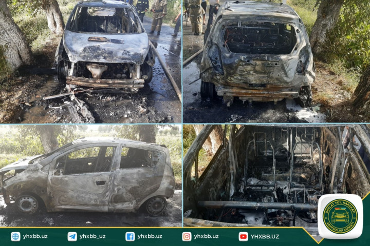 В Наманганской области полностью сгорел автомобиль, пострадавших нет