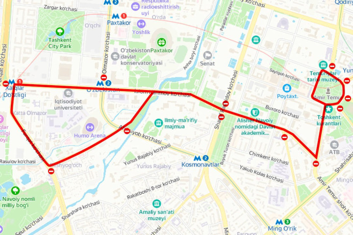 Некоторые улицы в центре Ташкента перекроют в связи с массовым забегом