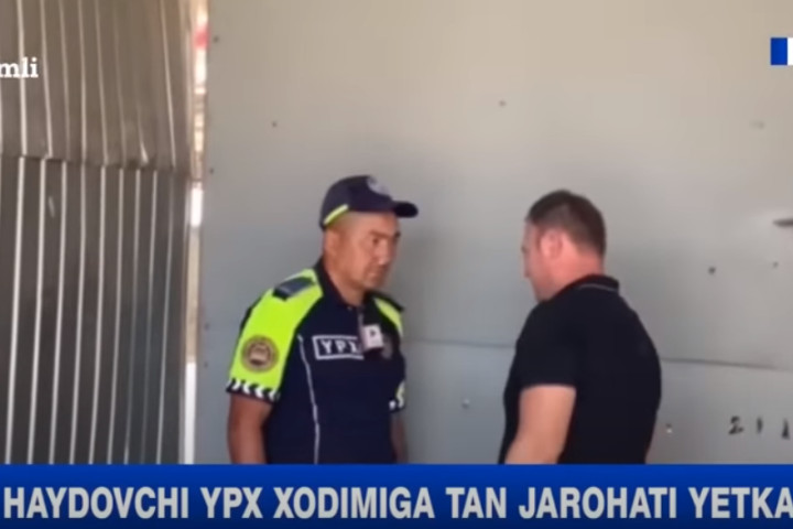 В Андижанской области водитель ударил инспектора ДПС. Возбуждено уголовное дело