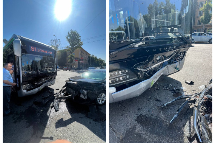 В Ташкенте произошло ДТП с участием электробуса и легковых автомобилей