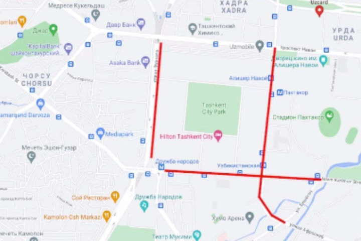 15-16 июля улицы вокруг Tashkent city будут закрыты