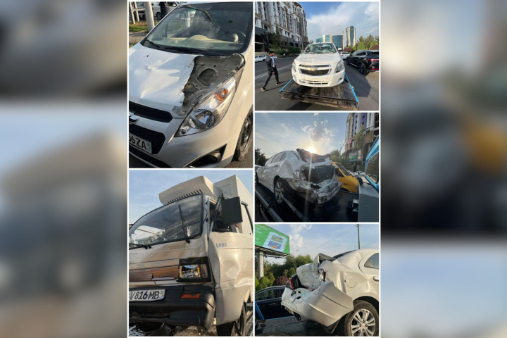 В Ташкенте произошло массовое ДТП с участием 12 автомобилей