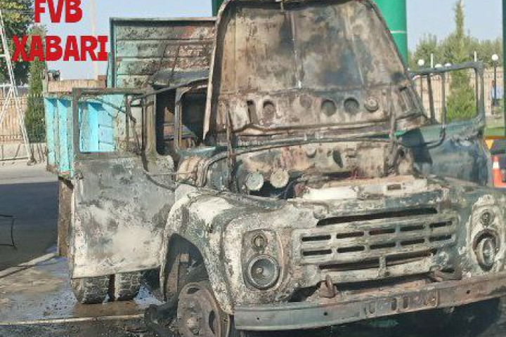 Пожарные в Самарканде оперативно потушили горящий грузовик