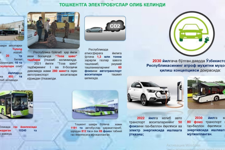 Все транспортные средства Узбекистана к 2030 году планируется перевести на газ, электроэнергию и другие виды топлива
