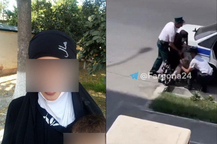 В Фергане уволен сотрудник ППС, силой запихнувший женщину с ребенком в патрульную машину