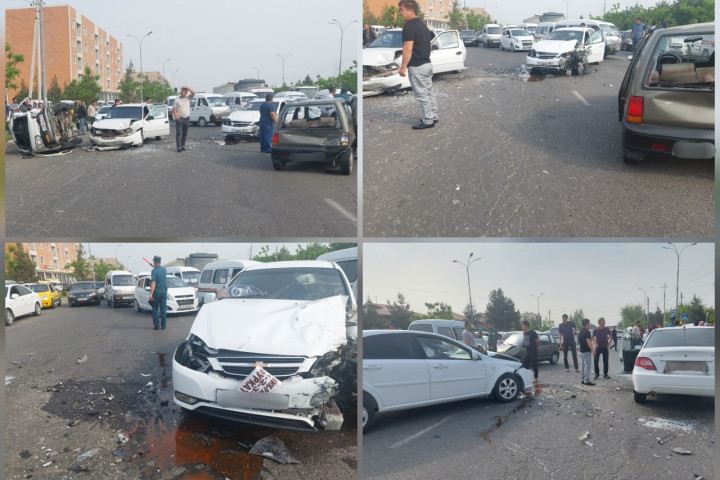 В Андижанской области произошла авария с участием 5 автомобилей