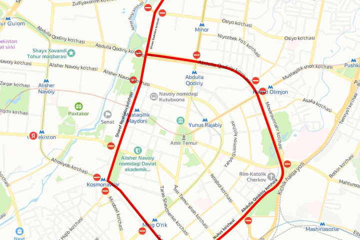 В Ташкенте вновь перекрывают ряд центральных улиц